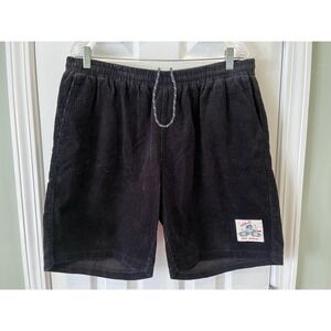 Butter Goods Corduroy Shorts Mens XL Black Pull On Y2K 100% Cotton World Music